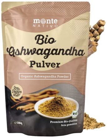 Bio Ashwagandha Pulver (700g) von Monte Nativo | Indischer Ginseng, fein gemahlen | Schlafbeere - aus Indien | Geprüft und abgefüllt in Deutschland | Vegan, glutenfrei | Ashwagandha | Ayurveda  