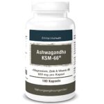 Bio Ashwagandha KSM-66® Premiumrohstoff, 600 mg pro Kapsel, 180 Kapseln (reicht für 6 Monate) - original indische Schlafbeere, laborgeprüft, vegan, hochdosiert & in Deutschland hergestellt  